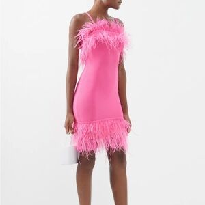NWT STAUD Etta Pink Feathered Mini Dress